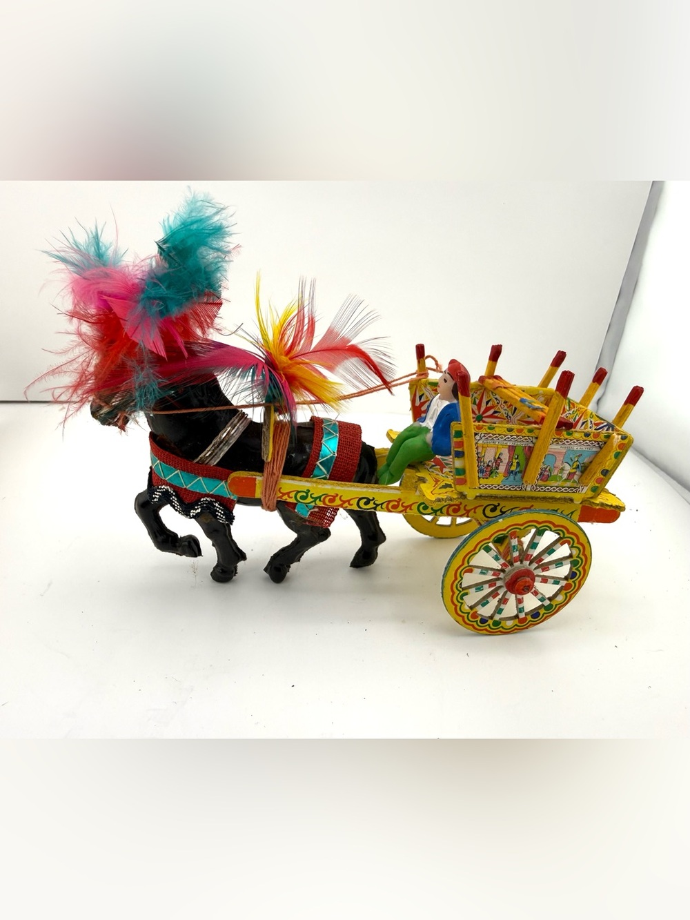 Mid-Century Italian Folk Art Horse Cart
